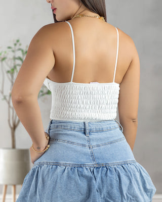 Crop Top Escote V Drapeado