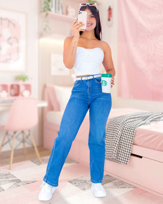 Crop Top Rib con  Moño
