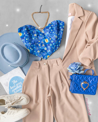 Crop Top Strapless con Estampado Vincent Van Gogh