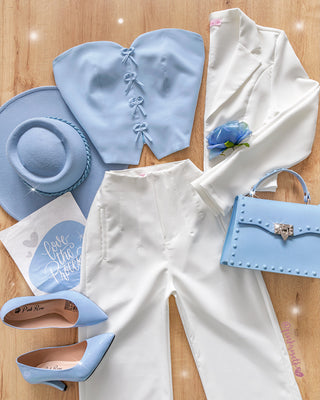 Crop Top Strapless con 4 Moños