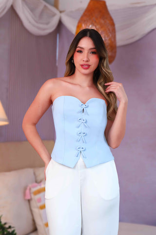 Crop Top Strapless con 4 Moños