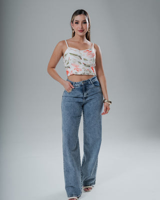 Jean sencillo claro de bota ancha