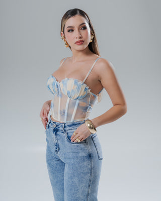 Crop Top Corset de Mallatex con Copas Sirena