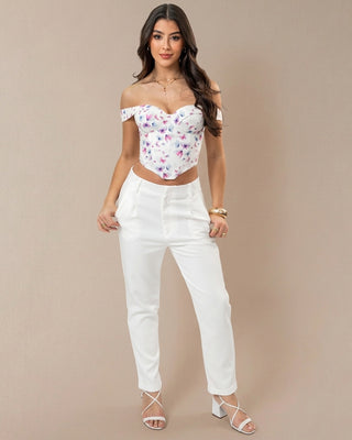 CROP TOP CON COPAS Y TIRAS GRUESAS DE MARIPOSAS