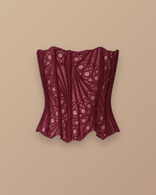 CROP TOP VINO TINTO TIPO OJALILLO STRAPLLE DE MORITAS