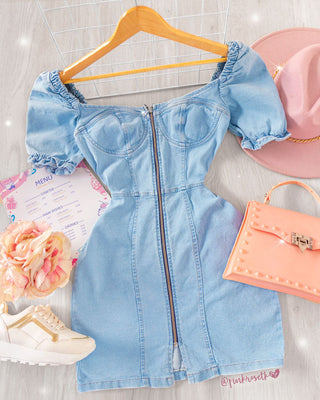 Vestido de blue jean con cremallera