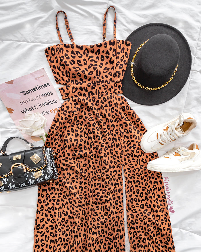 Vestido largo con abertura animal print