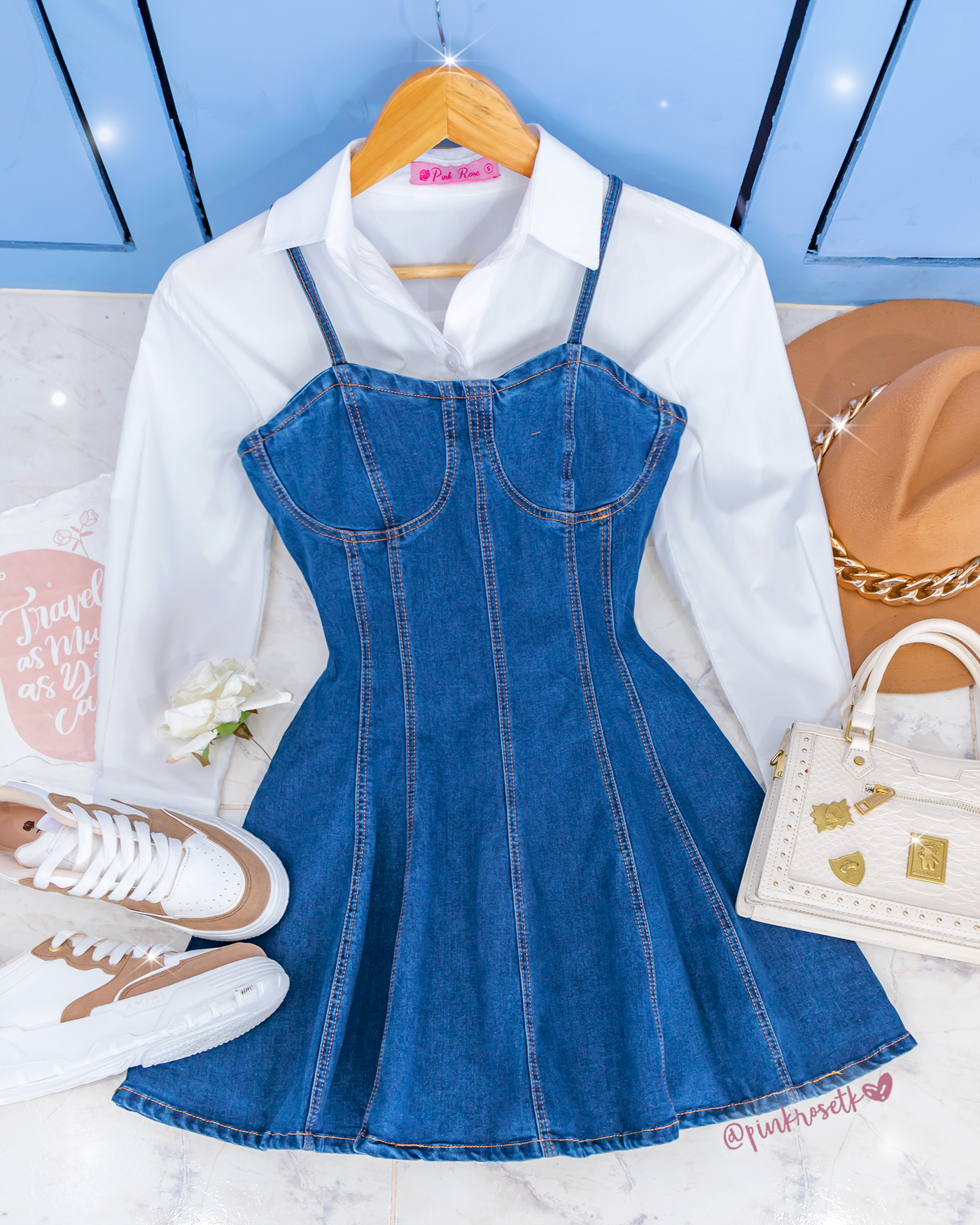 Vestido blue jean corto princesa