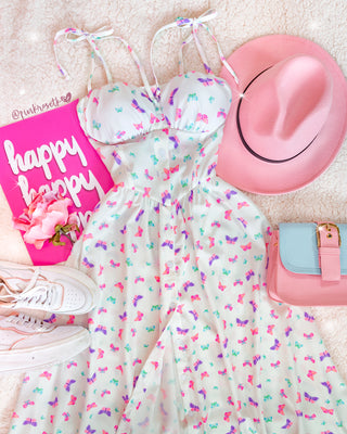 Vestido Largo con Estampado De Mariposas