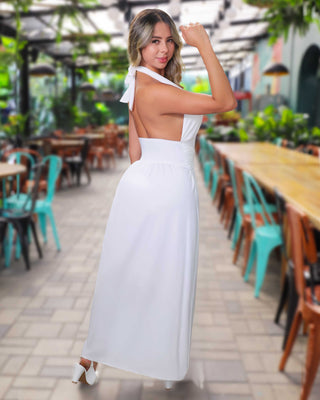 VESTIDO LARGO APLIQUE EN FORMA DE  ESTRELLA DE MAR DORADA