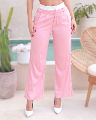 Pantalón Satinado de Corte Amplio y Elegante
