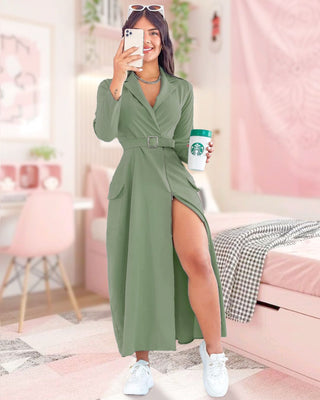 Vestido cargo verde de manga larga