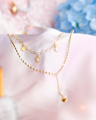 COLLAR DOBLE DIJE CORAZON COLGANTE
