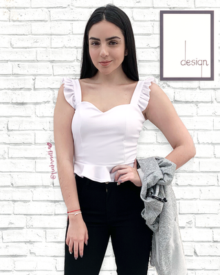Blusa blanca peplum de tiras con boleros