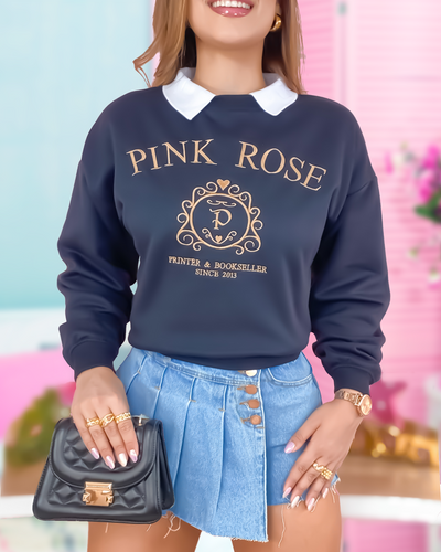 Hoodie con cuello negro Pink Rose