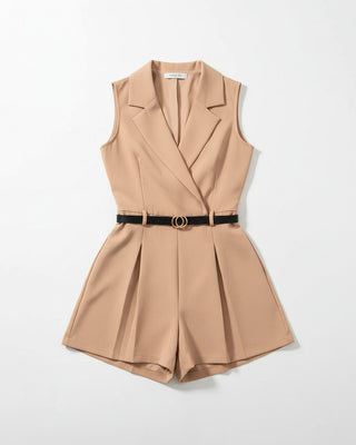 Romper sin Mangas con Cuello y Cinturón Doble Aro