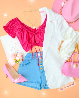 CROP TOP DE BOLERITOS EN MANGA Y AMARRAR EN FRENTE