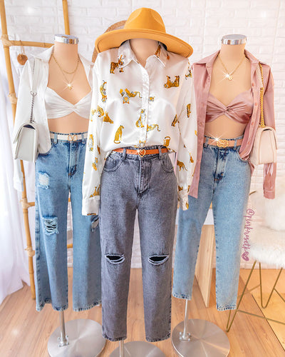 SET DE CAMISA Y CROP TOP EN SATIN