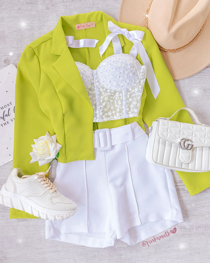 Verde Manzana Zara Chaqueta Cuadros Verde Vestido Blazer Mujer