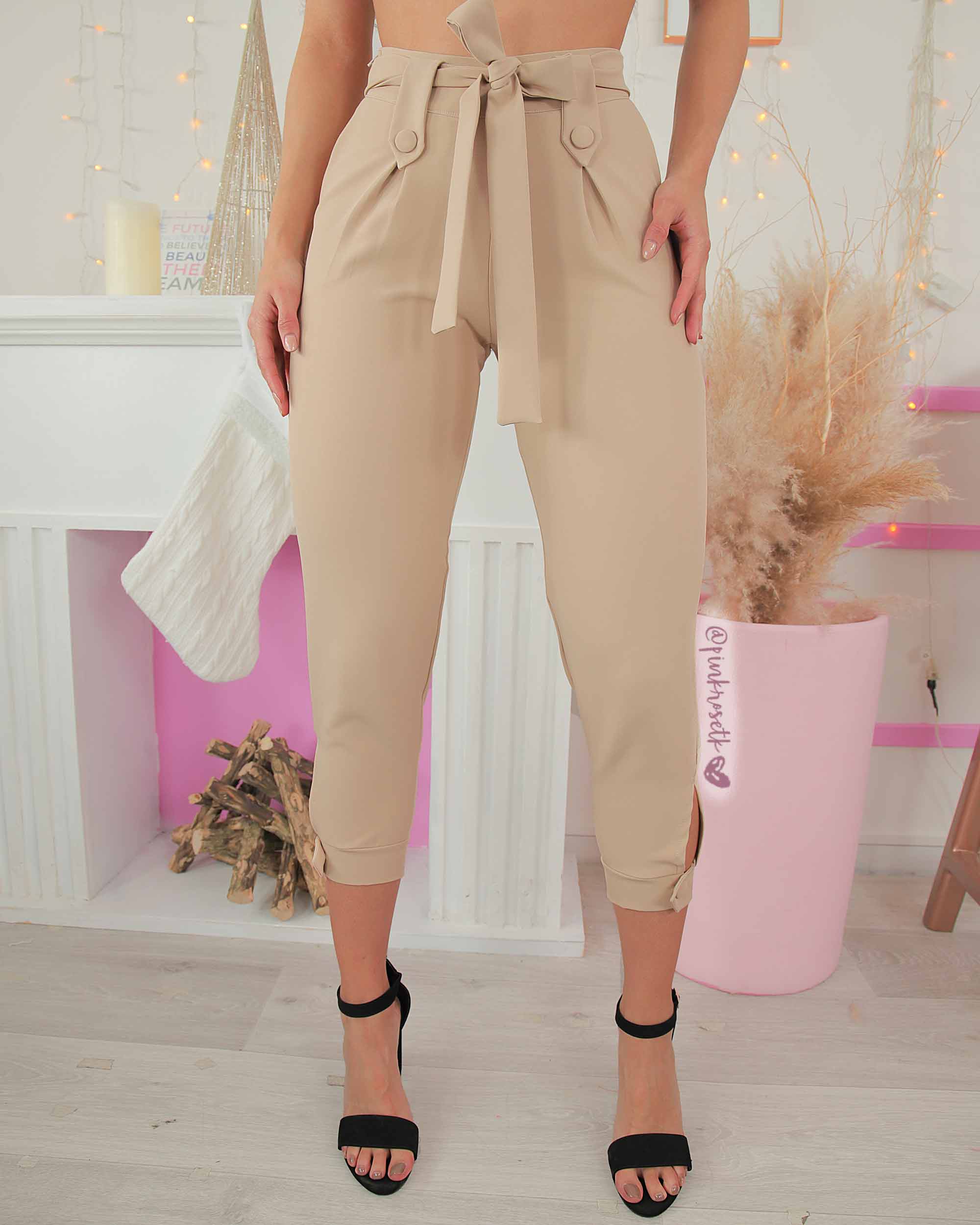 Pantalón jogger de lazo y botones – Pink Rose tk