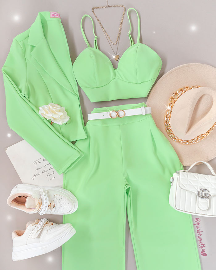 Crop Top Conjuntos De Blazer Y Shorts Set De Pantalón Blazer Y