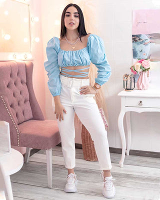 BLUSA AZUL DE AMARRAR