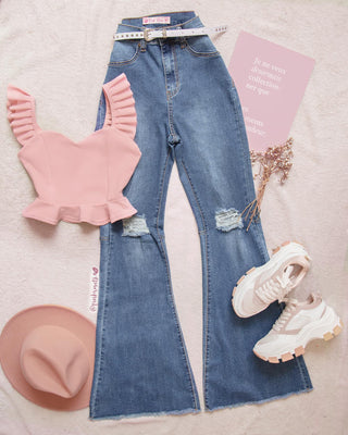 BLUSA PEPLUM DE TIRAS RECOGIDAS
