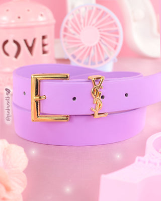 Cinturón lila herraje dorado YSL