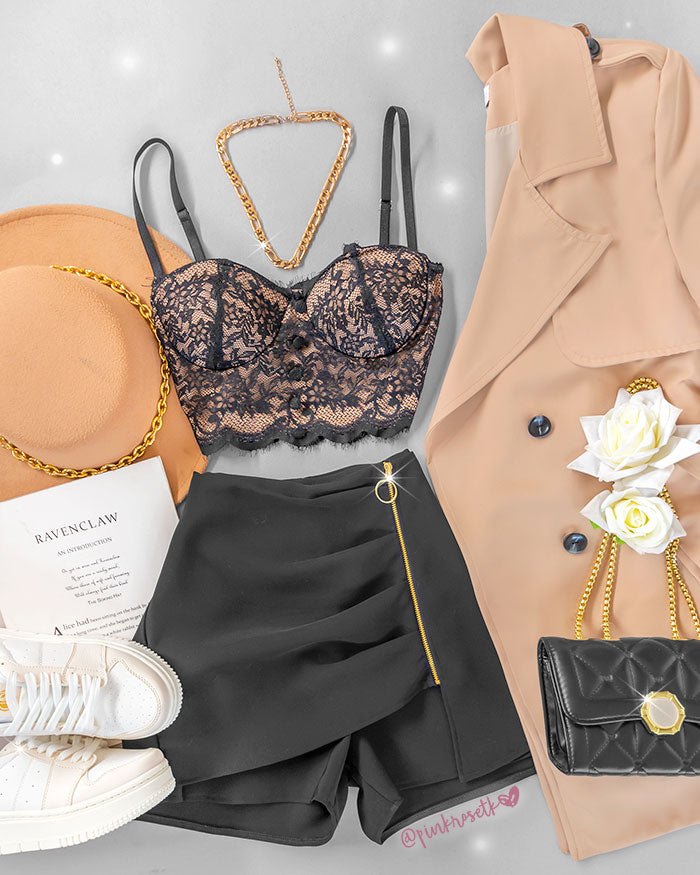 faldas para dama bogota Falda negra drapeada y cierre dorado