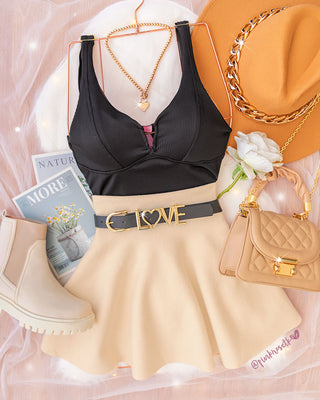 Blusa en rib varilla en escote y tiras