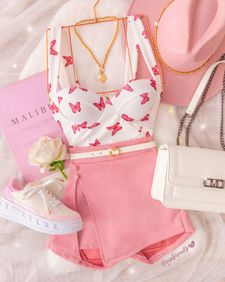 CROP TOP DE COPAS ESTAMPADO DE MARIPOSAS