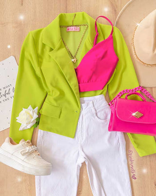 Blazer corto verde manzana