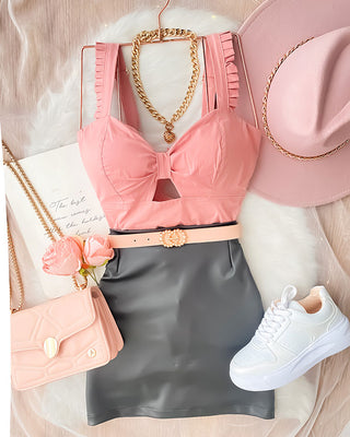 CROP TOP DE COPAS Y TIRAS DE BOLERO DE AMARAR ATRAS