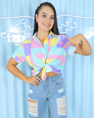 CAMISA CORTA DE COLORES PASTELES