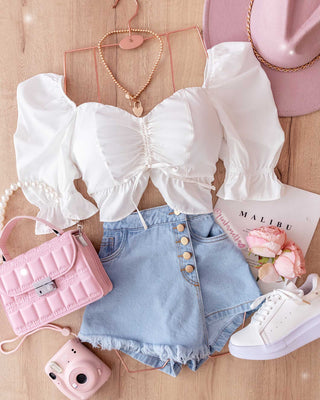 BLUSA MANGA 3/4 CON RECOGIDO