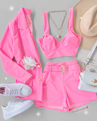 Set 3 piezas blazer top y short
