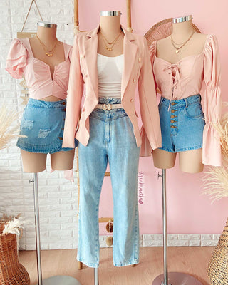 BLUSA CORTA DE MANGAS CON BOLERO