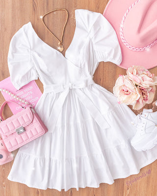 VESTIDO MANGA PUFF Y MOÑO