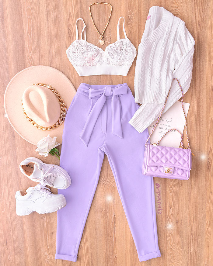 Pantalón lazo lila