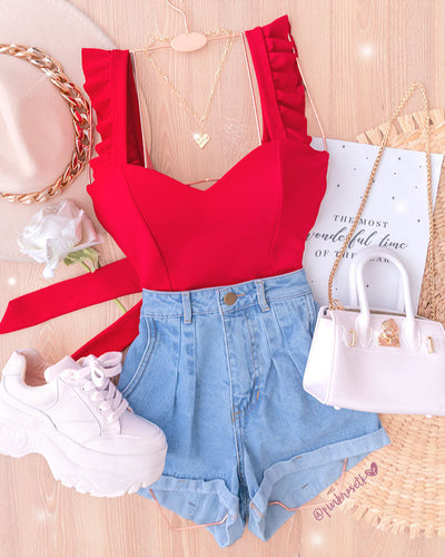 CROP TOP ROJO DE AMARRAR ATRAS