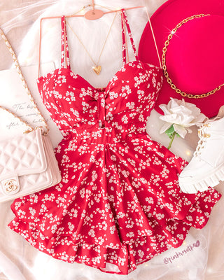 ROMPER ROJO DE FLORECITAS