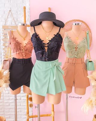 Body aro y flores  café