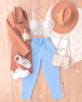 Pantalón de elástico y lazo AZUL