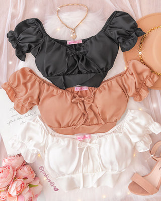 BLUSA DE MANGA CORTA EN BOLERO Y ESCOTE
