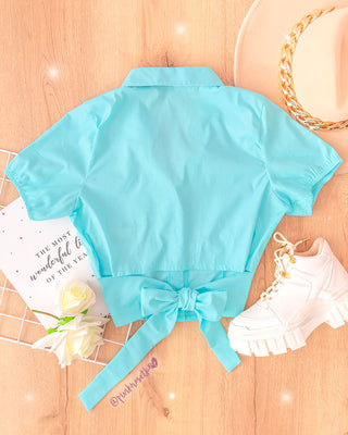 Camisa de botones forrados menta