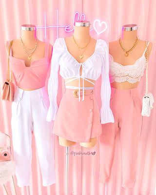 CROP TOP MANGA CAMPANA DE AMARRAR EN ESCOTE