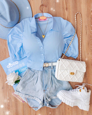 CAMISA CUELLO Y MANGA PUFF