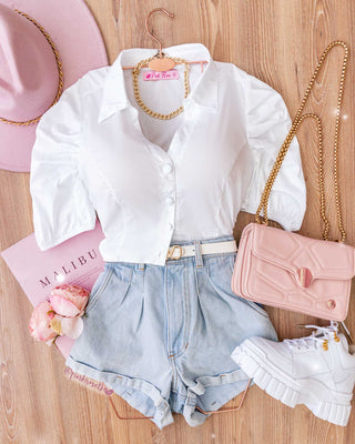 CAMISA CUELLO Y MANGA PUFF