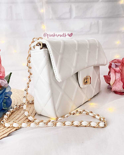 BOLSO BLANCO ROMBOS EN X