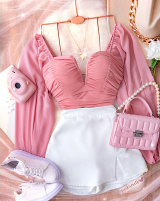 Body drapeado de varilla ROSA